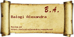 Balogi Alexandra névjegykártya